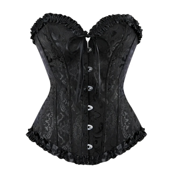 🎃 S - XL • Jacquard Lace Up Bustier Top Boned Overbust Corset • NWOT - Picture 1 of 8